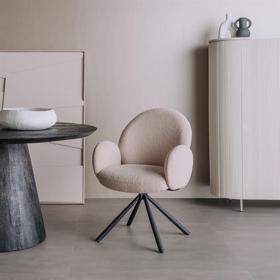 Tower Living Eetkamerstoel Imola – Luxe Ascot Stof – Draaibaar met Terugkeerfunctie – Japandi